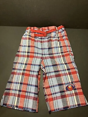 Vintage Sesame Street Elmo Pants 24 Months Red White Blue Elastic Waist Belt EUC • $14.95