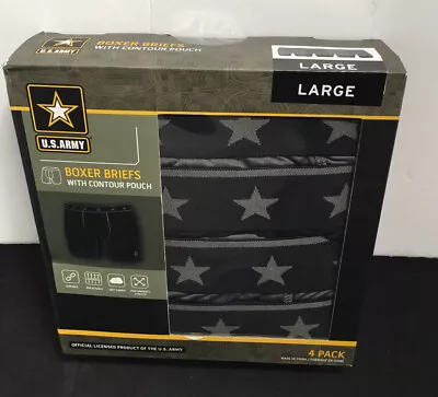 US ARMY 4 PACK MENS BOXER BRIEFS Grays & Black SZ LARGE Official Licensed NIB • $31.96