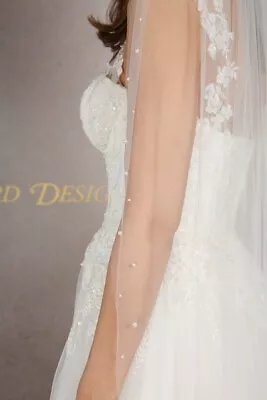 £35 • Buy Ivory Wedding Veil, Pearl And Crystal Edge