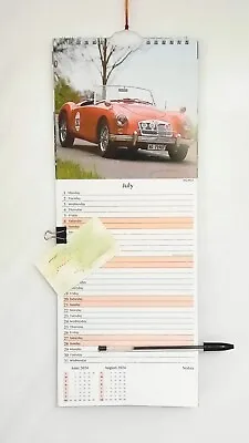 Wall Calendar 2024 Slim Spiral 41X15Cm CLASSIC CAR Photo 3Month View Stationery  • £3.49