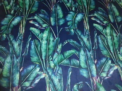 £1.25 • Buy Tropical Paradise Printed Velvet Fabric - Curtains Cushions Furnishings - NAVY