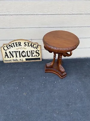 64697  Round Mahogany Swan Base Pedestal Table Fern Stand • $225