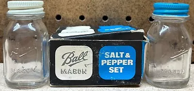 Vintage BALL MASON Canning Jar Salt & Pepper Shakers Set With Original Box • $15