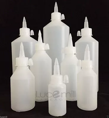 HDPE Plastic Bottles With RESEALABLE Nozzle Dropper Caps 30mm To 1Litre (L) • £6.99