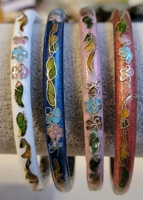 Charming 4 Vintage Cloisonne BANGLES Beautifully Detailed!! • $22.99