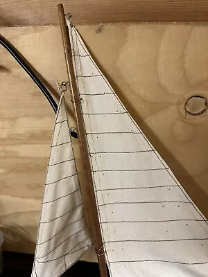 Vintage  Yacht Wooden Sailing Boat Model Toy • $37.88