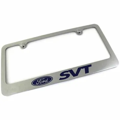 $15.28 • Buy Ford SVT Blue License Plate Frame Number Tag Rotary Engraved Chrome Plated Brass