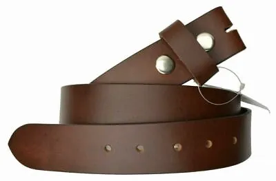 Black Brown White Plain Leather Belt Strap Snap On No Buckle Casual Unisex 1.5  • $10.99