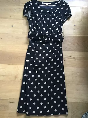 Boden Dress Size 10l Spots Fitted With Belt Smart Occasion Tall Mad Men Wh300 • £42.95