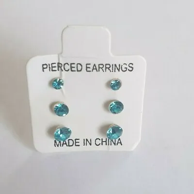 Metal And Allergy Free Diamante Shape Studs Earrings Multi Colours  3 Pairs SET • £4.79