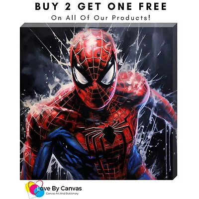 Spiderman Marvel Stretched Canvas Wall Art Picture Print • £8.99