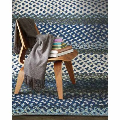 $192 • Buy Capel Rugs Drifter Cross Sewn Wool Blend Deep Blue Multi Country Braided Rug 