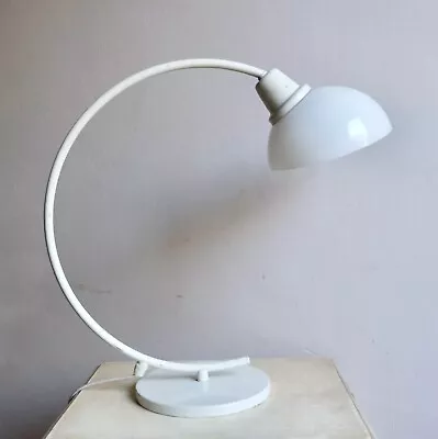 Rare Vintage 1980s Ikea HARMONI Half Moon Table Lamp - Metal & White Glass Shade • £110