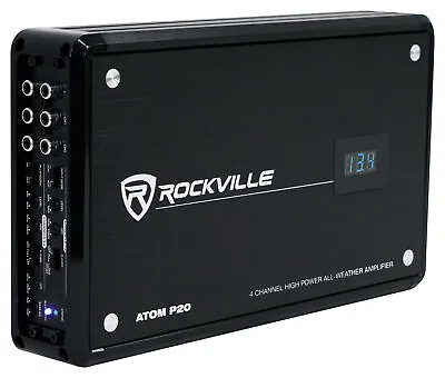 Rockville ATOM P20 1600w 4-Channel Marine/ATV/Car Bluetooth Amplifier+Volt Meter • $124.95
