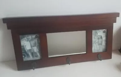 Mahogany Picture Frame &Mirror Wall Rack W/ Hooks • $19.99