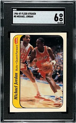 1986 Fleer Basketball Sticker #8 Michael Jordan Rookie SGC 6 • $599.99