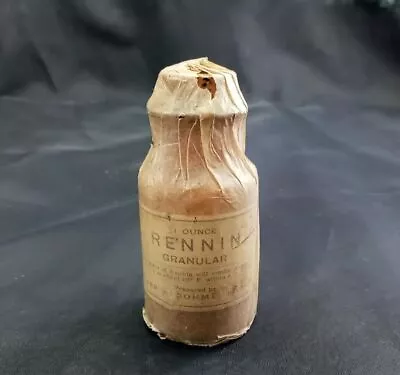 Antique Apothecary Medicine Bottle With Cork Paper Label Advertising Sealed Wrap • $5
