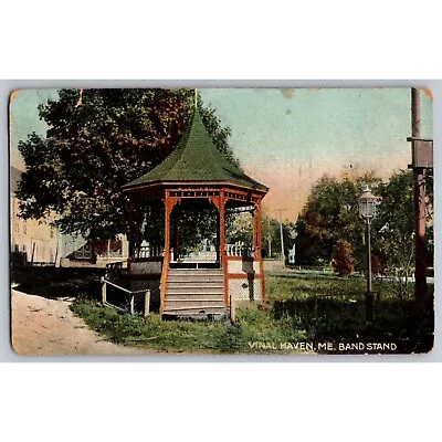 VTG Postcard Posted 1908 Maine Linen Vinal Haven Band Stand #677 • $8.99