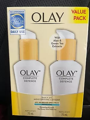 Olay Complete Defence Daily UV Moisturising Lotion 2x 75mL NEW SPF 30 Value Pack • $25