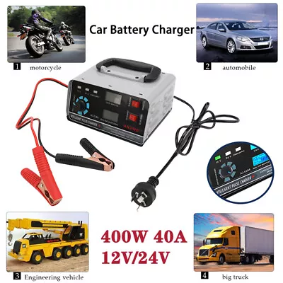 Car Battery Charger 12V/24V 400W 40A Trickle Smart Pulse Repair Truck Boat AU • $48