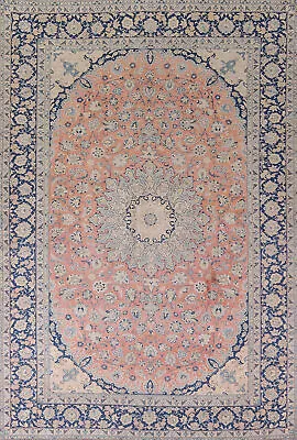 Vintage Pink/ Navy Blue Najafabad Large Rug 10x14 Wool Hand-knotted Carpet • $1532