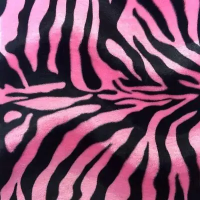 Zebra Large Pink And Black Velboa Upholstery Fabric Per Yard 60” Wide • $16.99