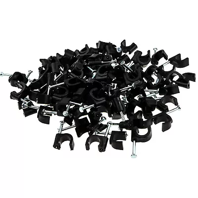 100 X Round  Cable Clips Ethernet Phone Aerial Electrical Lead   5mm/6mm/7mm/8mm • £3.75