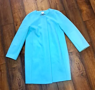 J CREW Robin's Egg Blue Green Coat Women's 8 Wool Blend Retro 60s Shape Classic • $120