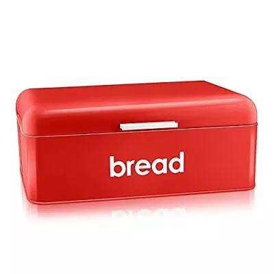 Vintage Bread Box For Kitchen Countertop E-far Red Metal Bread Storage Containe • $39.25