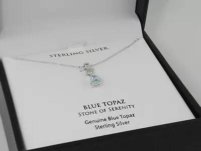 MACY'S Blue Topaz 18  Pendant Necklace (1/6 Ct. T.w.) In  Sterling Silver • $14.99