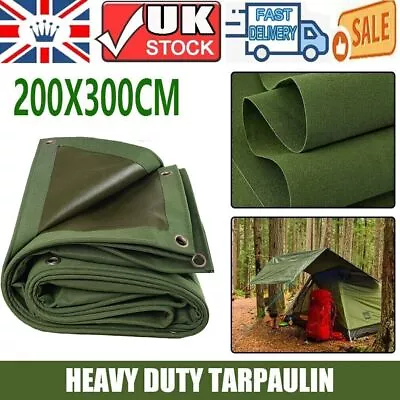 1.9*2.8M Heavy Duty Tarpaulin Waterproof Sheet Thick Army Tarp Ground Canvas UK • £24.69