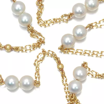 Auth MIKIMOTO Necklace Akoya Pearl 4.8mm Station 18K 750 Yellow Gold • $622.68