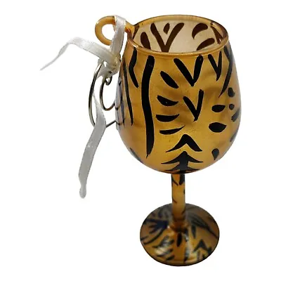 LOLITA Mini Wine Glass Hand Painted Christmas Ornament Tiger • £19.27