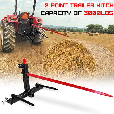 $293.93 • Buy 3 Point Hay Bale Spear Stacker Attachment Cat 1 Tractor Gooseneck Trailer Hitch