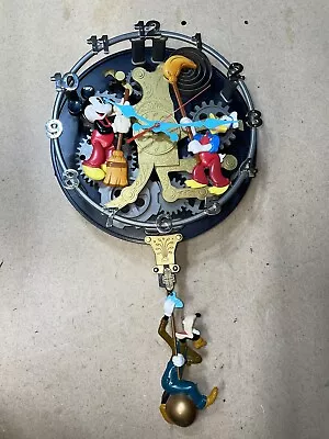 Disney Mickey Mouse Animated Talking Wall Clock “Clock Cleaners” Working • $329.99