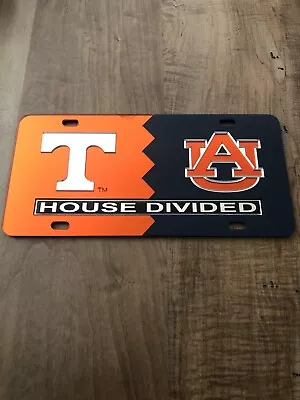 TENNESSEE VOLS / AUBURN TIGERS Mirrored HOUSE DIVIDED License Plate / Car Tag • $10.95