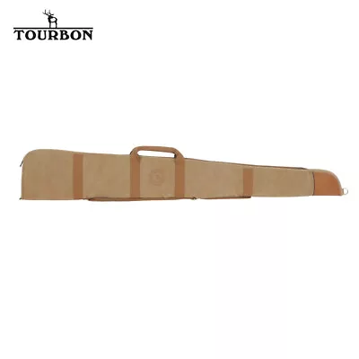 TOURBON Vintage Canvas & Leather Shotgun Slip Bag Fleece Padded Soft Gun Case UK • £58.88