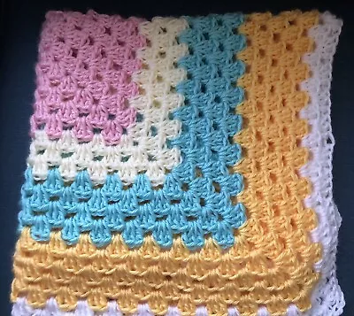 Beautiful New Handmade Crochet Baby Blanket/afghan  White/green/pink/yellow • $21.99