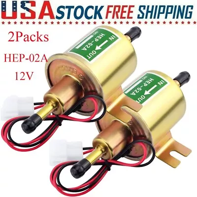 $19.49 • Buy 2 Packs 12V Electric Fuel Pump HEP-02A Universal Inline Low Pressure Gas Diesel