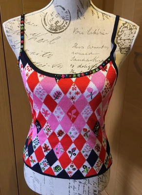 £75 • Buy CHRISTIAN LACROIX BAZAR Vintage Sleeveless  Black/multicoloured Top Size L Used