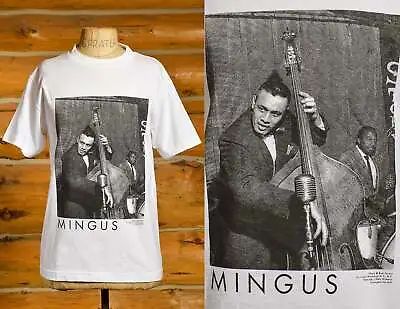 1990 Mingus Jazz T Shirt Deadstock American Jazz Legend White Cotton T Shirt • $220.95