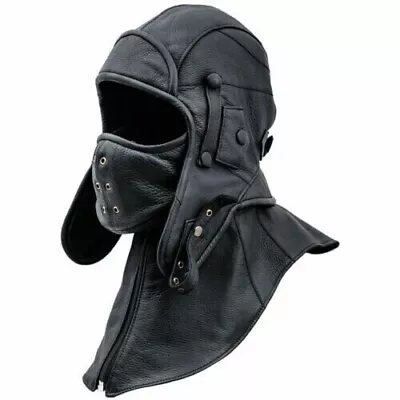 Real Leather Aviator Cap With Collar And Face Cover Tactical Hood • $99