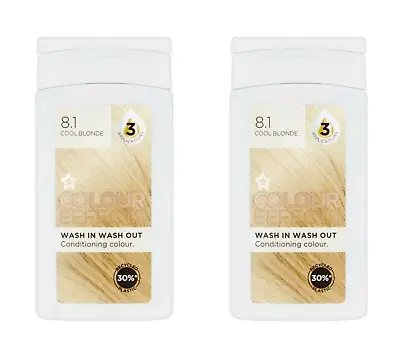2 X Conditioning Hair Colour Effect Wash In Wash Out Cool Blonde 8.1 • £11.40
