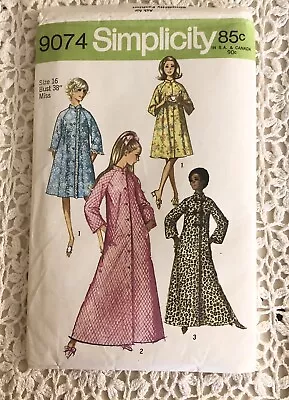 Vintage 1970 Simplicity 9074 Bathrobe Robe Sewing Pattern Size 16 Bust 38” UNCUT • $8.95