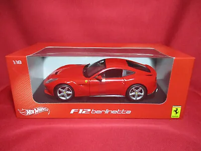 1:18 Ferrari F12 Berlinetta Red Hot Wheels Model Car Diecast Supercar Rare BCJ72 • $134.83