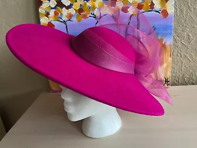 SONNI Of San Francisco Hat Pink Wool Formal KENTUCKY DERBY Vintage 1980s • $165