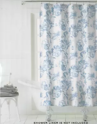 Ralph Lauren Fabric Shower Curtain Camelia & Butterflies Blue 70 X 72  Farmhouse • £34.70