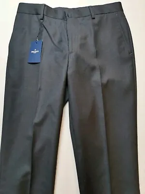 HACKETT LONDON Mens UK 30 Plain Wool Twill Trousers (BNWT) Grey Tailored Fit • £55