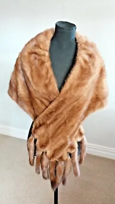 Mink Stole Cape Real Fur Wrap Scarf Shawl Bolero Jacket Party • £99