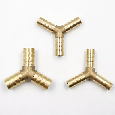 3 WAY Joiner Brass T Piece Y Piece Fuel Hose Joiner Tee Connector Air Water Gas • £3